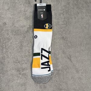 Utah Jazz Socks Mens Large Crew White Yellow NBA Basketball Infiknit Casual